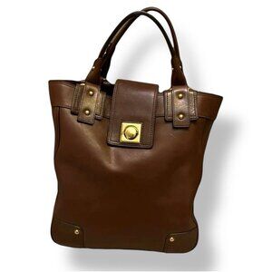 Banana Republic Brown Leather Bucket Tote Shoulder Bag Hobo Brass